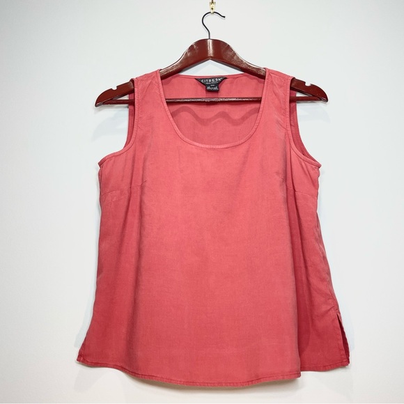 CITRON Women's Santa Monica Silk Linen Tank Top Terracotta Size Medium Petite - Picture 1 of 8